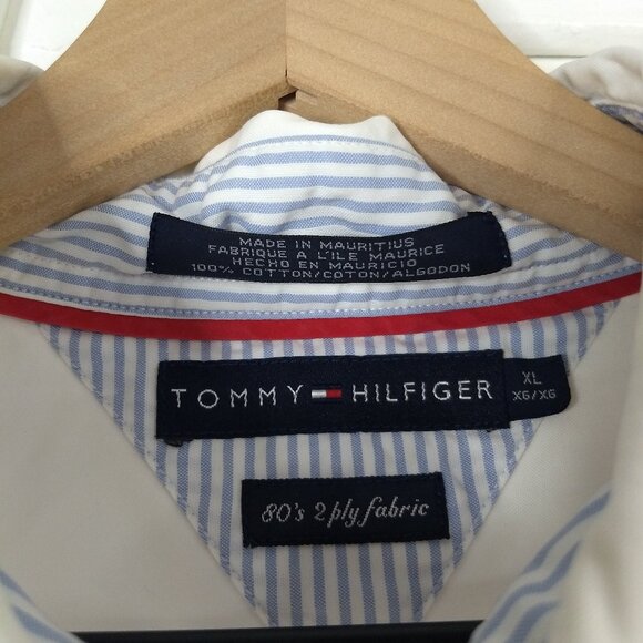 Tommy Hilfiger Soldi White Button Down Shirt 100% Cotton Size XL Embroidery - Picture 5 of 7